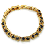Oro Laminado Fancy Bracelet, Gold Filled Style with Black Cubic Zirconia, Polished, Golden Finish