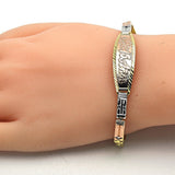 Oro Laminado ID Bracelet, Gold Filled Style Diamond Cutting Finish, Tricolor