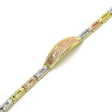 Oro Laminado ID Bracelet, Gold Filled Style Diamond Cutting Finish, Tricolor