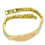 Oro Laminado ID Bracelet, Gold Filled Style Diamond Cutting Finish, Tricolor