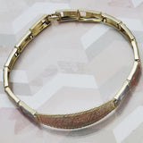 Oro Laminado ID Bracelet, Gold Filled Style Diamond Cutting Finish, Tricolor