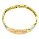 Oro Laminado ID Bracelet, Gold Filled Style Diamond Cutting Finish, Tricolor