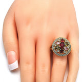 Oro Laminado Multi Stone Ring, Gold Filled Style with Multicolor Cubic Zirconia, Polished, Golden Finish