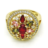 Oro Laminado Multi Stone Ring, Gold Filled Style with Multicolor Cubic Zirconia, Polished, Golden Finish