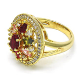 Oro Laminado Multi Stone Ring, Gold Filled Style with Multicolor Cubic Zirconia, Polished, Golden Finish