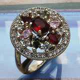 Oro Laminado Multi Stone Ring, Gold Filled Style with Multicolor Cubic Zirconia, Polished, Golden Finish