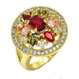 Oro Laminado Multi Stone Ring, Gold Filled Style with Multicolor Cubic Zirconia, Polished, Golden Finish