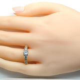Oro Laminado Multi Stone Ring, Gold Filled Style with White Cubic Zirconia, Polished, Golden Finish