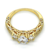 Oro Laminado Multi Stone Ring, Gold Filled Style with White Cubic Zirconia, Polished, Golden Finish