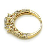 Oro Laminado Multi Stone Ring, Gold Filled Style with White Cubic Zirconia, Polished, Golden Finish
