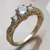 Oro Laminado Multi Stone Ring, Gold Filled Style with White Cubic Zirconia, Polished, Golden Finish
