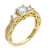 Oro Laminado Multi Stone Ring, Gold Filled Style with White Cubic Zirconia, Polished, Golden Finish