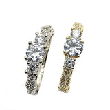 Oro Laminado Multi Stone Ring, Gold Filled Style with White Cubic Zirconia, Polished, Golden Finish