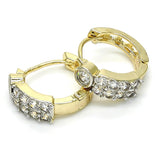Oro Laminado Huggie Hoop, Gold Filled Style with White Cubic Zirconia, Polished, Two Tone