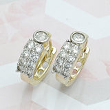 Oro Laminado Huggie Hoop, Gold Filled Style with White Cubic Zirconia, Polished, Two Tone