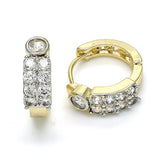 Oro Laminado Huggie Hoop, Gold Filled Style with White Cubic Zirconia, Polished, Two Tone