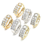Oro Laminado Huggie Hoop, Gold Filled Style with White Cubic Zirconia, Polished, Two Tone