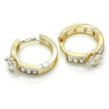 Oro Laminado Huggie Hoop, Gold Filled Style Baguette Design, with White Cubic Zirconia, Polished, Two Tone