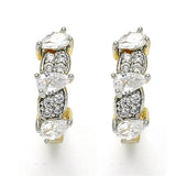 Oro Laminado Huggie Hoop, Gold Filled Style with White Cubic Zirconia, Polished, Two Tone