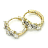 Oro Laminado Huggie Hoop, Gold Filled Style with White Cubic Zirconia, Polished, Two Tone