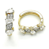 Oro Laminado Huggie Hoop, Gold Filled Style with White Cubic Zirconia, Polished, Two Tone