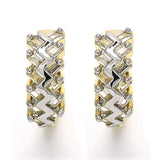 Oro Laminado Huggie Hoop, Gold Filled Style with White Cubic Zirconia, Polished, Two Tone