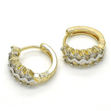 Oro Laminado Huggie Hoop, Gold Filled Style with White Cubic Zirconia, Polished, Two Tone