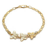 Oro Laminado Fancy Bracelet, Gold Filled Style Butterfly Design, Polished, Golden Finish