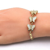 Oro Laminado Fancy Bracelet, Gold Filled Style Butterfly Design, Polished, Golden Finish
