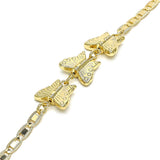 Oro Laminado Fancy Bracelet, Gold Filled Style Butterfly Design, Polished, Golden Finish