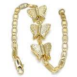 Oro Laminado Fancy Bracelet, Gold Filled Style Butterfly Design, Polished, Golden Finish