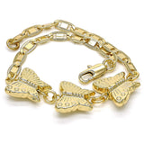 Oro Laminado Fancy Bracelet, Gold Filled Style Butterfly Design, Polished, Golden Finish
