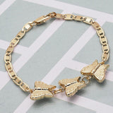 Oro Laminado Fancy Bracelet, Gold Filled Style Butterfly Design, Polished, Golden Finish