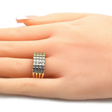Oro Laminado Multi Stone Ring, Gold Filled Style with White Cubic Zirconia, Polished, Golden Finish