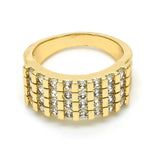 Oro Laminado Multi Stone Ring, Gold Filled Style with White Cubic Zirconia, Polished, Golden Finish
