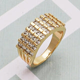 Oro Laminado Multi Stone Ring, Gold Filled Style with White Cubic Zirconia, Polished, Golden Finish