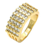Oro Laminado Multi Stone Ring, Gold Filled Style with White Cubic Zirconia, Polished, Golden Finish