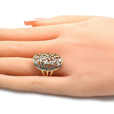 Oro Laminado Multi Stone Ring, Gold Filled Style Heart and Teardrop Design, with White Cubic Zirconia, Polished, Golden Finish