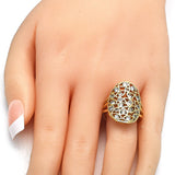 Oro Laminado Multi Stone Ring, Gold Filled Style Heart and Teardrop Design, with White Cubic Zirconia, Polished, Golden Finish