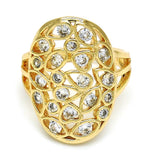 Oro Laminado Multi Stone Ring, Gold Filled Style Heart and Teardrop Design, with White Cubic Zirconia, Polished, Golden Finish