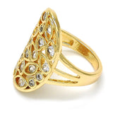 Oro Laminado Multi Stone Ring, Gold Filled Style Heart and Teardrop Design, with White Cubic Zirconia, Polished, Golden Finish