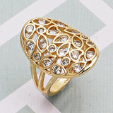 Oro Laminado Multi Stone Ring, Gold Filled Style Heart and Teardrop Design, with White Cubic Zirconia, Polished, Golden Finish