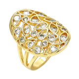 Oro Laminado Multi Stone Ring, Gold Filled Style Heart and Teardrop Design, with White Cubic Zirconia, Polished, Golden Finish