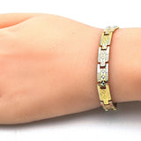 Oro Laminado Solid Bracelet, Gold Filled Style Polished, Tricolor