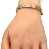 Oro Laminado Solid Bracelet, Gold Filled Style Polished, Tricolor