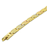 Oro Laminado Solid Bracelet, Gold Filled Style Polished, Tricolor