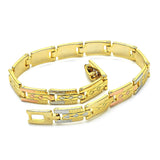 Oro Laminado Solid Bracelet, Gold Filled Style Polished, Tricolor