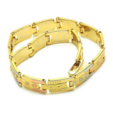 Oro Laminado Solid Bracelet, Gold Filled Style Polished, Tricolor