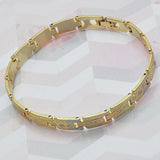 Oro Laminado Solid Bracelet, Gold Filled Style Polished, Tricolor