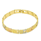 Oro Laminado Solid Bracelet, Gold Filled Style Polished, Tricolor